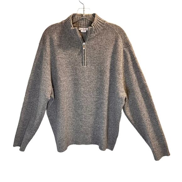 Enzo Mantovani Men's Gray 100% Wool Quarter Zip Pullover Sweaters Size Large - Picture 1 of 10